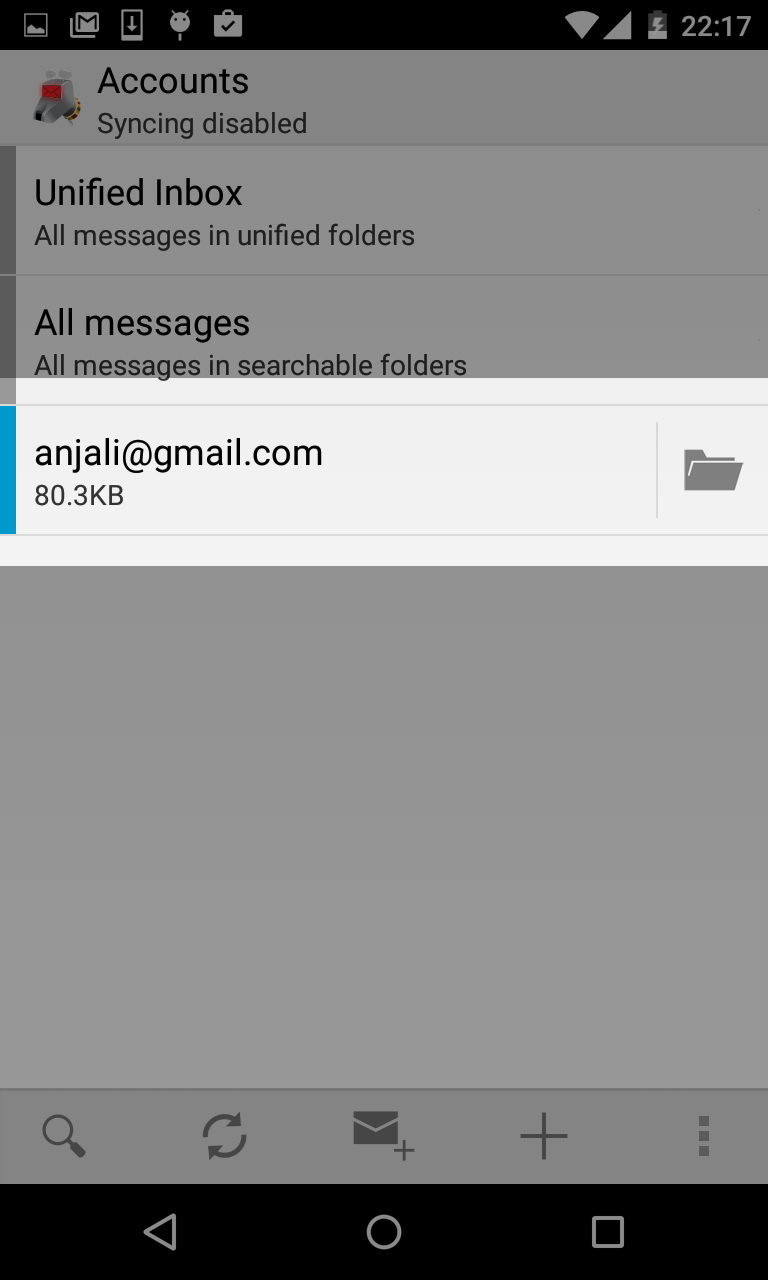 Screenshot: select account